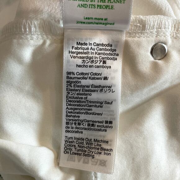 J.Crew 1996 Slim Wide Leg Jean Denim Vacation Holiday Date Trip CH680 White 26 - Picture 15 of 16